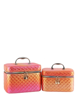 2pcs Set Quilted Mermaid Scale Cosmetic Case AN-CM-0001 ORANGE
